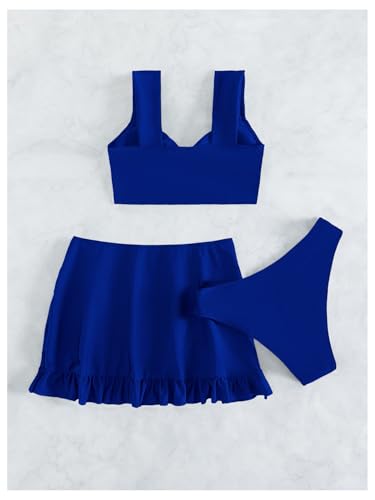 SweatyRocks Women's 3 Piece Twist Ruffle Bikini Swimsuits Bathing Suit with Beach Skirts4