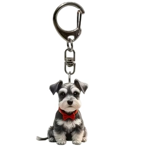 CMJ Flat Acrylic Schnauzer Keyring Gift for Dog Lovers Breed Keychain