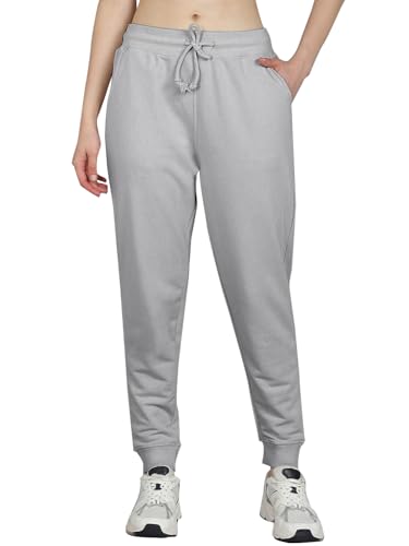 Image of Vogaan Women's Cotton Blend Regular Fit Track Pants | Drawstring Waist Solid Joggers | Super Combed Casual Joggers for Running & Gym