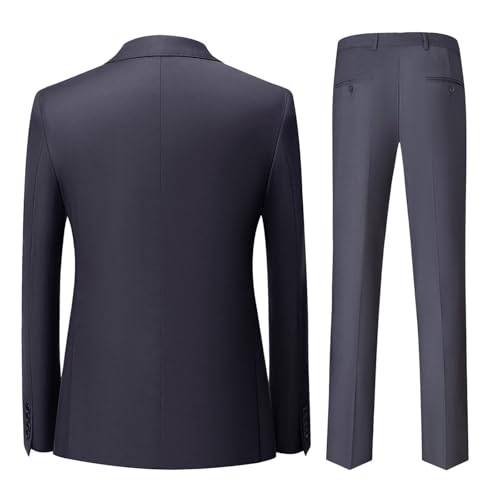 Men's Double Breasted Suit Set 2 Pieces Wedding Prom Dinner Tuxedo with Dress Shirt Jacket Pants Set with Black Striped Tie4