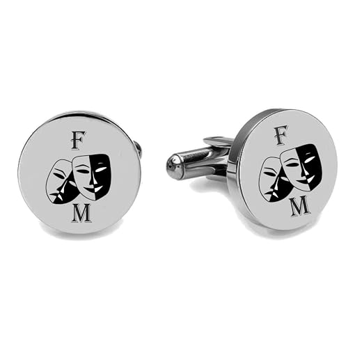 Mancuernillas Plata Grabadas Máscaras Comedia y Tragedia miniatura 4