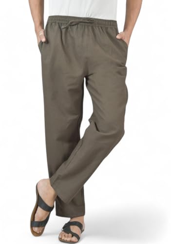 Image of Men's Formal Cotton Pants, Pure Cotton, Elastic Waist with Drawstring, Formal & Lounge Wear
