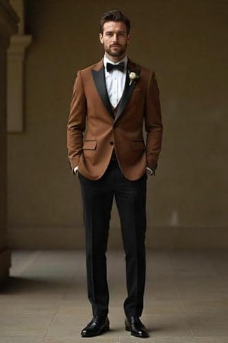 XDlELAN 3 Piece Tuxedo for Men Slim Fit Mens Tuxedo Suit Set Double Breasted Suits for Wedding Groom Prom Mens Tuxedos4