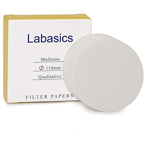 Labasics Qualitative Filter Paper Circles, 110 mm Diameter Cellulose Filter Paper with 15-20 Micron Particle Retention Medium Filtration Speed, Pack of 100 Cover