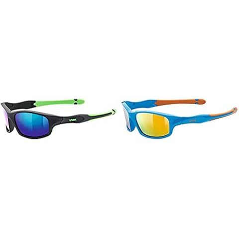 Uvex Kinder Sportstyle 507 Sportsonnenbrille, Black Mat Green, One Size & Kinder Sportstyle 507 Sportbrille, Blue-orange, One Size Cover