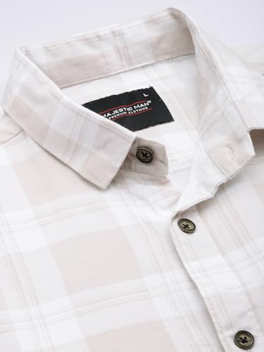Image of Majestic Man Comfort Slim Fit Pure Cotton Checked Casual Shirt