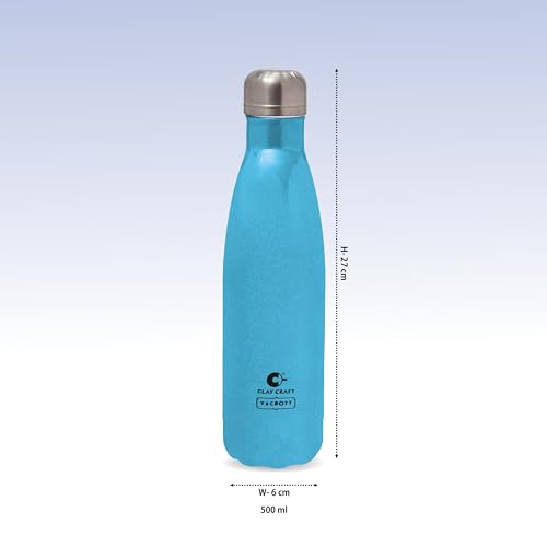 Image of Clay Craft Vacbott Vaccum Bottle, Stark Sparkle Double Walled Insulated 24 Hours Hot and Cold Water Bottle - 500 ml - 1 Piece (Sparkle Sky) Steel Water Bottles for School, Office, Home, Gym, Leakproof