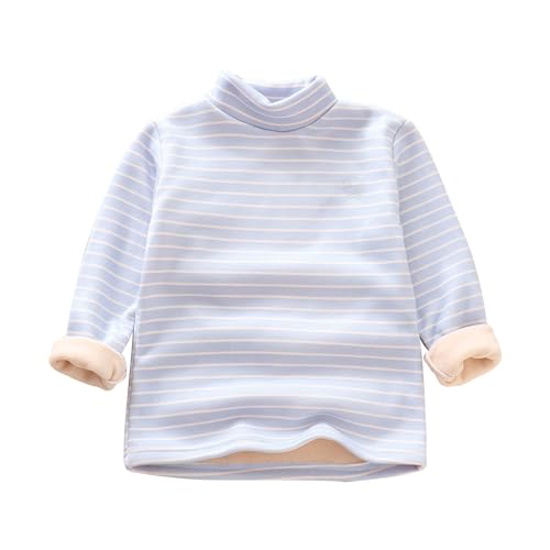 Toddler Boy Girl Thermal Tops Colour Stripe High Collar Long Sleeve Pullover Autumn Boys Long Sleeve Button