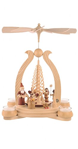 Preisvergleich Produktbild Müller Erzgebirge Bogenpyramide Bescherung Natur Teelichte 25x19x34cm