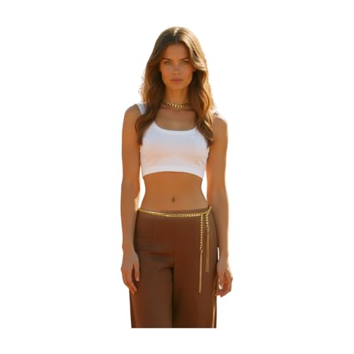 Women Fashion Metal Chain Belt Hip High Waist Fringes Tassel Gold Size M L2