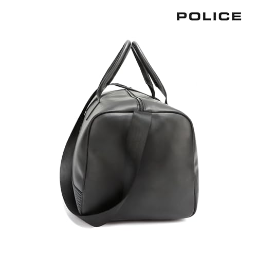Image of Police Polyester 44 Ltrs Duffle Bag with Zip Closure and Shoe Compartment | Stylish & Spacious Weekender Travel Bag | Duffle Bag for Gym Sports Training - Black