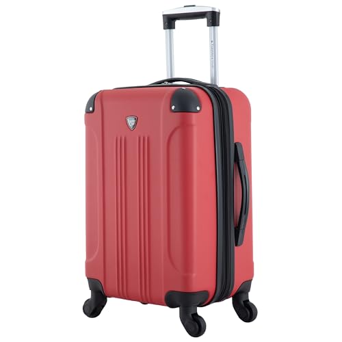 Image of Travelers Club Chicago Hardside Expandable Spinner Luggage, Red, 5 Piece Set