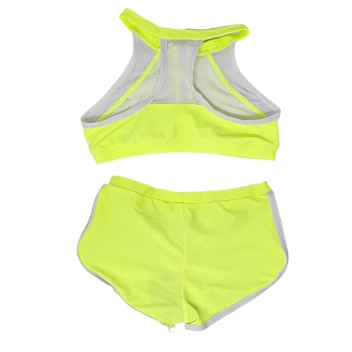 Image of Girls Two Piece Print, Solid Color Bikini Bathing Suit Fluorescent Green 8-10 Years