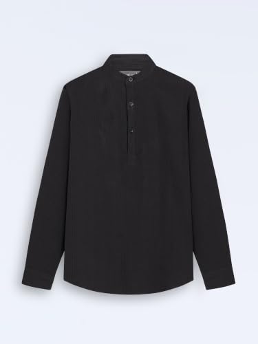 Image of StitchX Men's Seersucker Band Collar Pure Cotton Striped Kurta Shirt-S-2XL