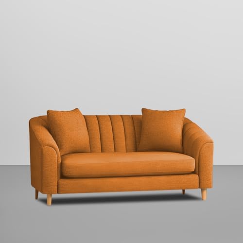 Image of Casaliving Doraldo 2 Seater Sofa Set for Living Room (Orange Colour) Premium Fabric Sofa