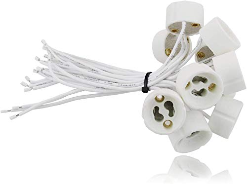 GU10 Bases para Lámparas, JRing Casquillo Portalámparas Zócalo de Cerámica, Con Cable de Silicona de Calidad, Para GU10 LED y Halógeno, Pack de 20