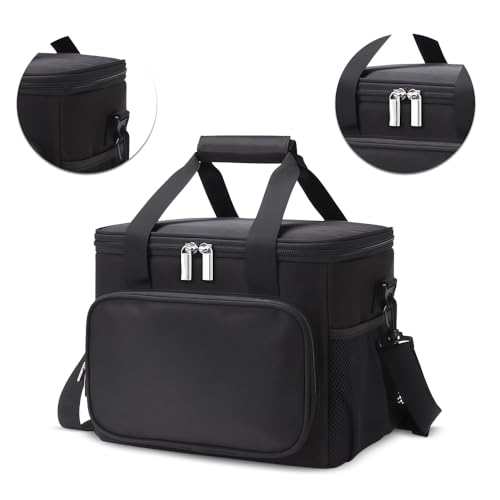 サーモス クーラーバッグ 保冷保温バッグ 15L/25L 大容量 2WAY手持ち&肩掛け 折りたたみ コンパクト収納 防水 防油 保冷8時間 アウトドア/ピクニック/買い物 ブラック/グレー (ブラック, 25L)