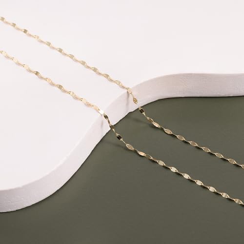 Amberta Real Italian Yellow 9ct Gold Chain Necklace for Women | Solid Gold Chain Choker Necklace Mirror Twisted Popcorn 16/18/20 inch: 16 inch Mirror Chain - Image 2