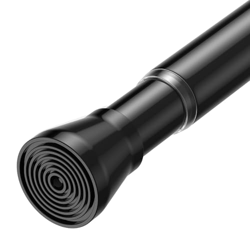 Image of MEXAU 1Pack Spring Tension Curtain Rod 44-77 inch Black Small Tension Rod | Adjustable Curtain Rods No Dilling Extendable Spring Tension Rod Short Curtain Rod for Windows, Kitchen, Bookshelf, Closet