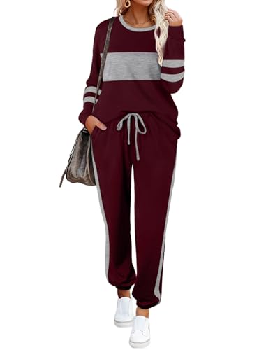 Image of Aloodor Sweatsuit for Women 2 Piece Outfits for Womens Crewneck Sweatshirts Pullover