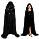 NieYat Schwarzer Umhang, Umhang mit Kapuze, Halloween Umhang, Samt Umhang Vampir Kostüm Cosplay Kapuzenumhang Halloween Kostüm Erwachsene Unisex (Schwarz, L)