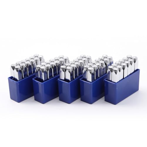 WheatThrive Juego de punzones de acero al carbono, kit de herramientas de estampado de metal, troquel de diseño de estrella de 6 mm, perforadora de mano de acero endurecido, 12 piezas para