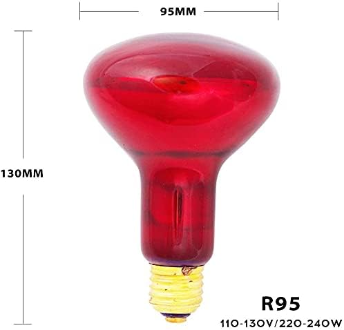 Miniatura 2 de Bombillas infrarrojas R40125 vatios de vidrio rojo tostado para reptiles, baño, granja, mascota, pollitos, uso de calefacción de fisioterapia, base
