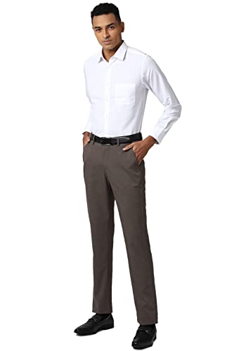 Image of Peter England Men's Slim Fit Formal Trousers (PTF1021701833 Mediumbrown with brown 34W x 33L)