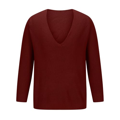 Muscularfit Men's Sweaters Vintage Fashion Long Sleeve Deep V Neck Casual Pullover Sweater Loose Fit Knitted Sweaters Fall3