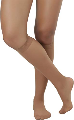 Image of ToBeInStyle Women Pack of 6 Sheer Knee-High Trouser Socks Reinforces Toes