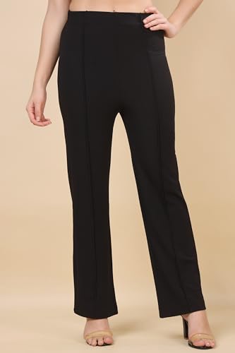 Image of Women's Polycotton Comfort Fit Straight Trousers - Lightweight, Flexible & Skin-Friendly Pants for Work, Travel & Casual Style