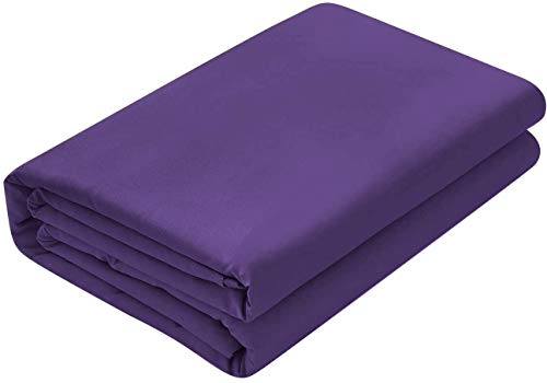Image of Queen Size Bed Sheet - 600 Thread Count Single Flat Sheet Only - Long Staple Egyptian Cotton Top Sheet Wrinkle & Fade Resistant - Egg Plant