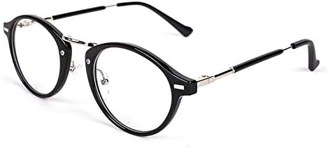 Retro Round Metal Black Frame Eyeglasses Fashion Casual Flat Eyewear for Men