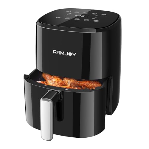 Comparison: Best Air Fryers For One Person 7 RAMJOY Air Fryer 3.8 Quarts for 1-2 people, 8-in-1 Functions, Air Fry, Roast, Bake, Broil, Preheat, Shake, Digital Small Air Fryer, Nonstick Dishwasher-Safe Basket, Compact Air Fryers, Black