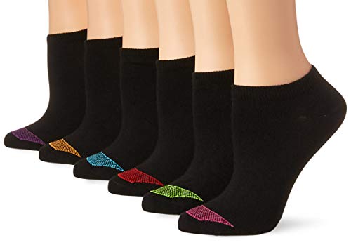Hanes Women's Ultimate Lightweight Vent No Show Sock 6-Pack, black, Shoe Size: 5-9