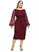 SheIn Women's Plus Size Elegant Mesh Contrast Pearl Beading Sleeve Stretchy Bodycon Pencil Dress Burgundy 2X-Large