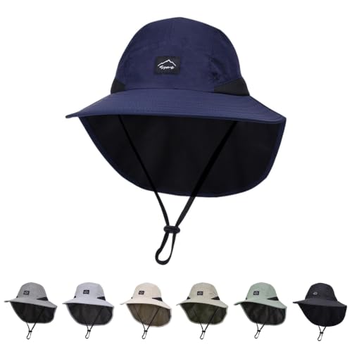 Image of ZOORON Kids Sun Hat with Neck Flap UPF 50+ UV Protection Wide Brim Breathable Fishing Safari Beach Summer Hat for Boys Girls