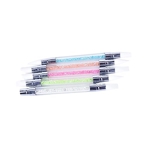 MUCKLILY Nail Art Silicone Carving Pen Set Dual Tipped Acrylic Handle Brushes for Flower Patterns Comfortable Nail Tool for Salon Home Use Green