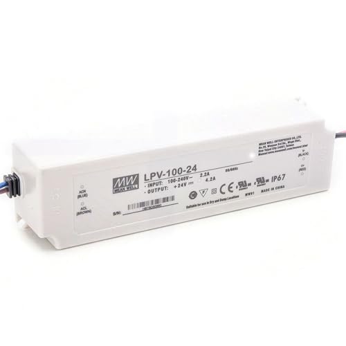 Image of LPV-100-24 24V 4.2A 100.8W AC-DC LED Driver Industrial Power Supply | IP67 Waterproof | Fanless Cooling | Outdoor Lighting