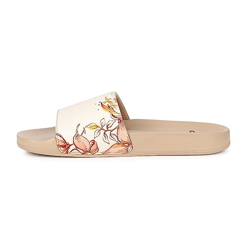 Image of YOHO Tropica Printed Comfortable Women Slides | Stylish Rainy Footwear & Waterproof Monsoon Sandals | Soft Inner Lining On Strap