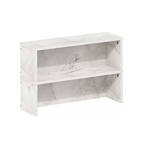 Image of Furinno Helena Kitchen Counter Stackable Organizer Shelf, Set of 2, 18-Inch, Marble White