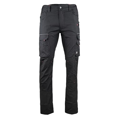 LMA WORKWEAR 1880 - Pantalon de Travail Stretch - 1425 Basalte - Multipoches, Extensible - Idéal BTP, Artisanat - Noir, Size 40 - Entrejambe 83