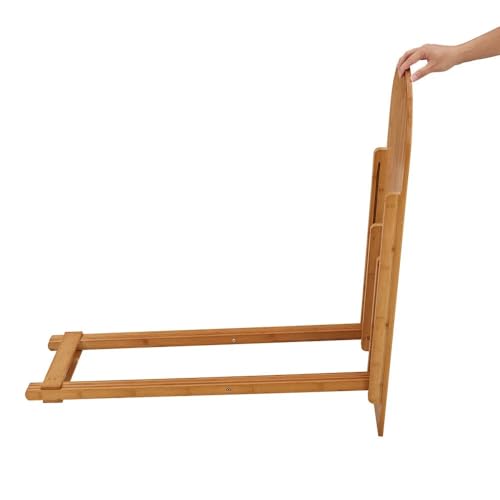 Image of Foldable Wooden Study Table for Home & Office, Portable Laptop Desk, Space Saving Folding Computer Table for Bedroom, Living Room Natural Wood Finish.