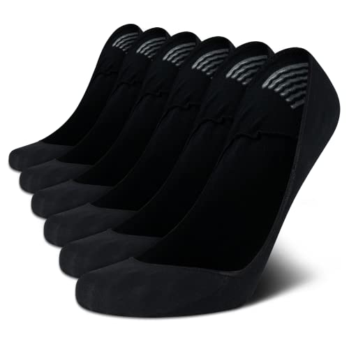 Calvin Klein Men's No Show Socks - 6 Pack Soft Cotton Blend Invisible Liners Loafer Socks for Men with Heel Grip (Size 7-12), Size 7-12, Black