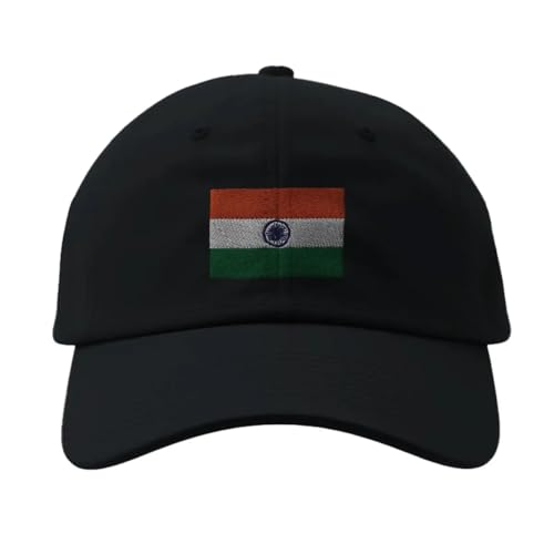 Casquette Drapeau de l'Inde Noir de qualité supérieure avec broderie