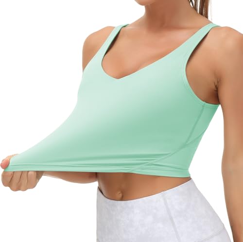 Image of THE GYM PEOPLE Womens' Sports Bra Longline Wirefree Padded with Medium Support