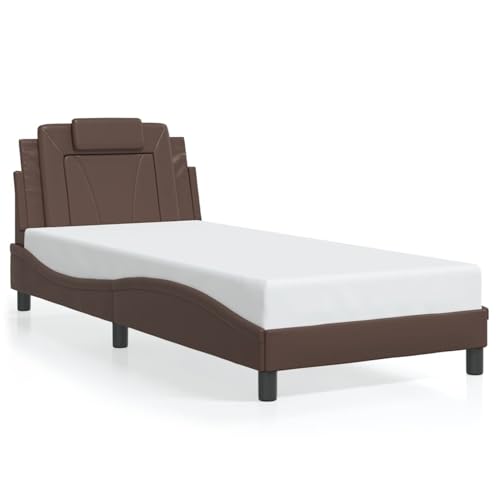 Juroupi Estructura de Cama con cabecero Estructura Cama Bed Frame Muebles de Dormitorio Cuero sintético marrón 90x190cm - 3208063