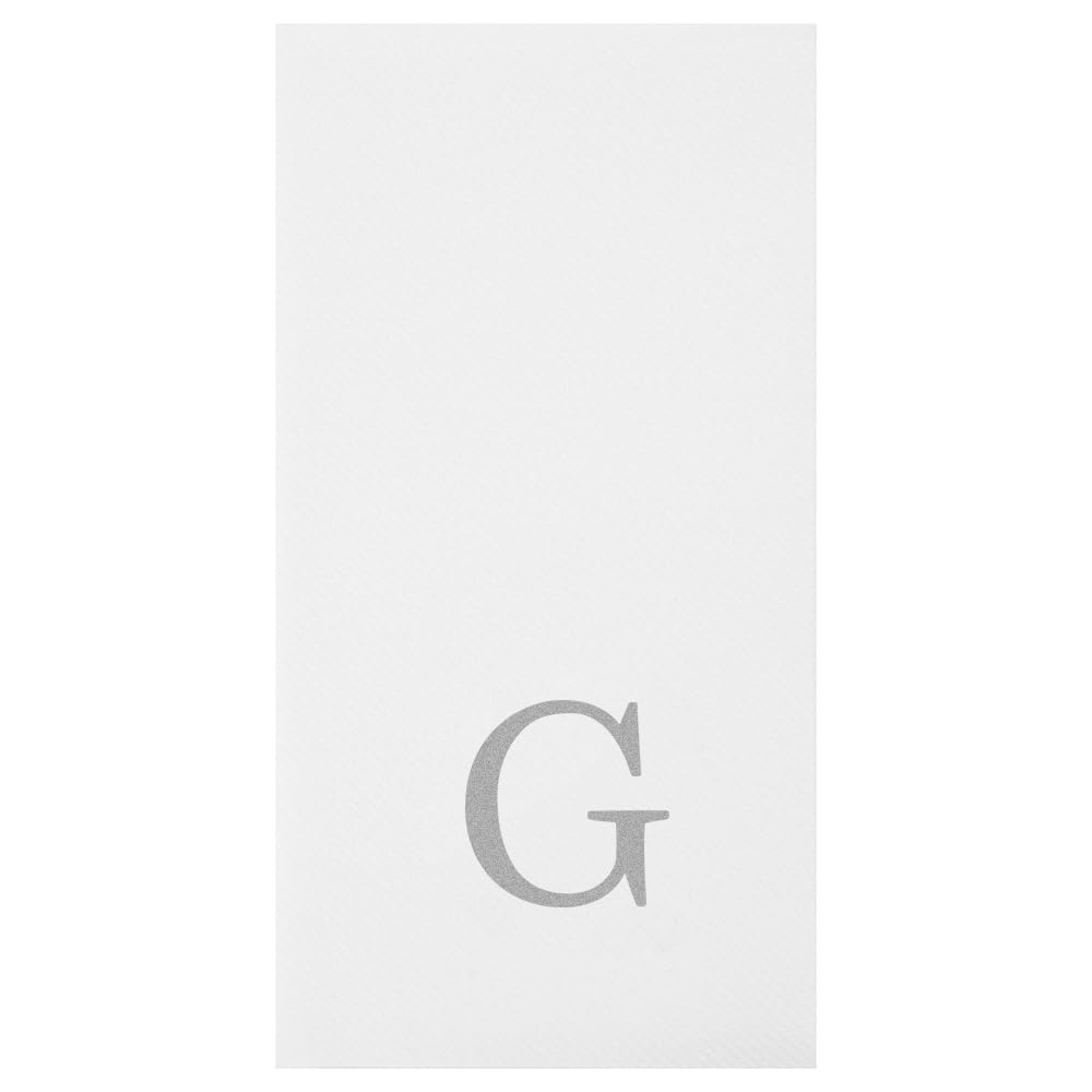 Luxenap - Servilleta rectangular de papel blanco con letra G, letra G, fuente Air Laid, Sans Serif, 15 3/4 x 8 pulgadas, caja de 50 unidades