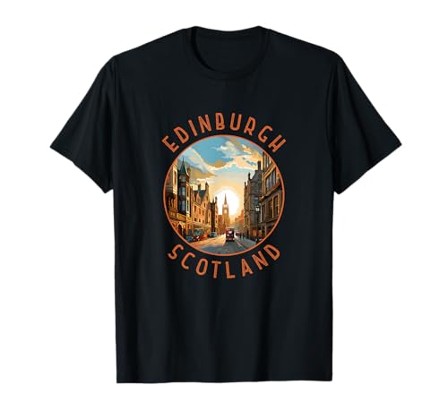 Edinburgh Scotland Retro Distressed Circle Travel Souvenir T-Shirt