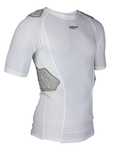 Schutt ProTech Youth All-in-One Football Padded Compression Shirt with Integrated Pads (US, Alpha, Small, Regular, White)